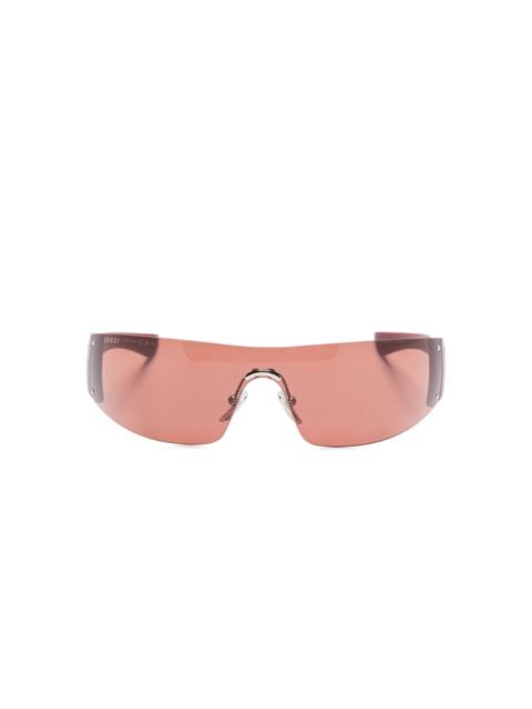 GUCCI crystal-embellished shield sunglasses