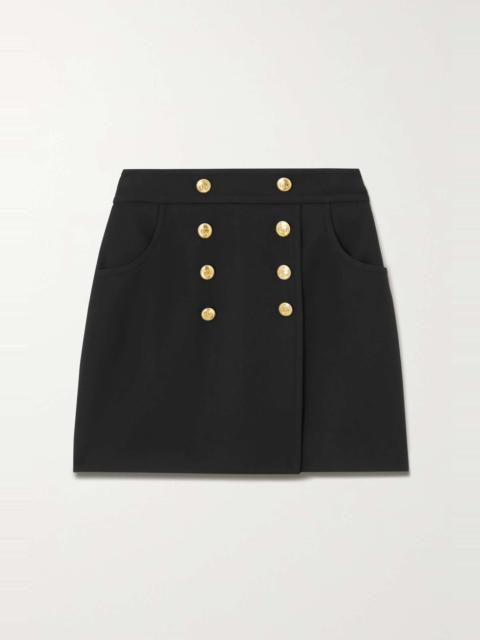 GUCCI Embellished silk and wool-blend cady mini skirt