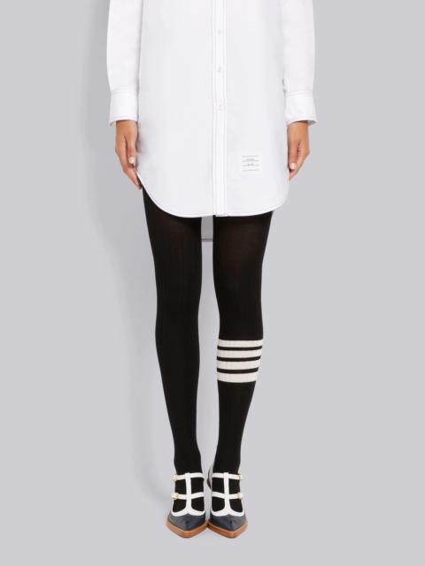 Thom Browne Black Fine Merino Wool 4-Bar Opaque Rib Tights