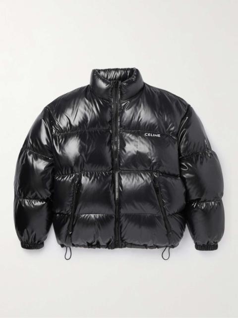 Logo-Print Quilted Glossed-Shell Down Jacket