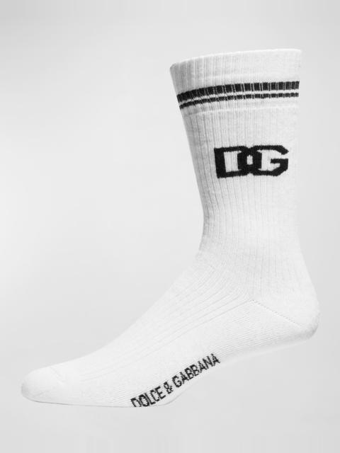 Dolce & Gabbana Men's Jacquard-Logo Crew Socks