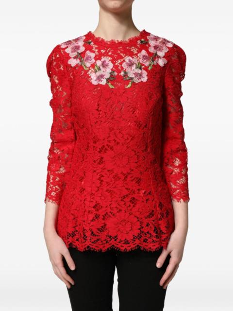 Dolce & Gabbana floral-embroidered lace top