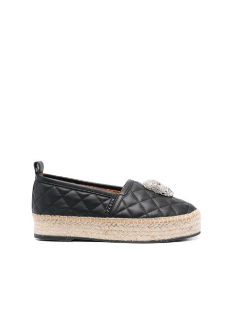 PHILIPP PLEIN skull-embellishment quilted espadrilles