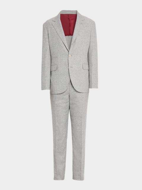 Brunello Cucinelli Men's Plaid Donegal Effect Two-Piece Suit