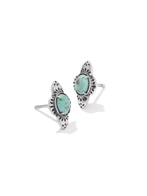KENDRA SCOTT Abbie Oxidized Sterling Silver Etch Frame Stud Earrings