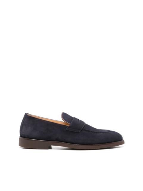 penny-slot suede loafers