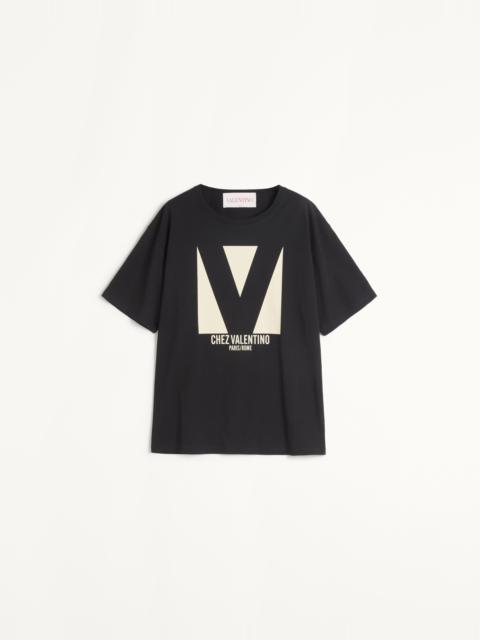 Valentino JERSEY COTTON T-SHIRT WITH CHEZ VALENTINO PRINT