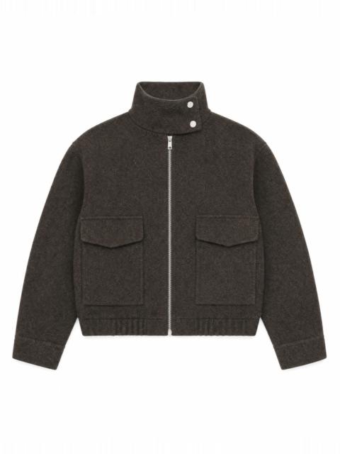 The Kooples BROWN WOOL JACKET WITH A HIGH COLLAR