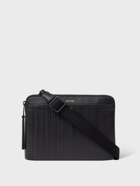 Paul Smith Black Leather 'Shadow Stripe' Musette Bag