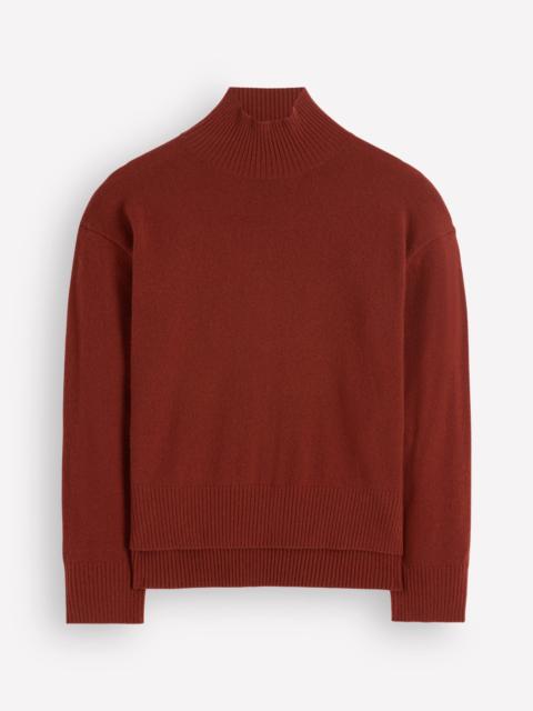 BODEN Fay High Neck Cashmere Sweater-Burnt Orange