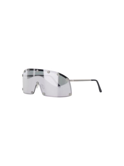 Rick Owens Grey Oversize Sunglasses With Stud Details And Bicolor Temples In Stainless Steel Man