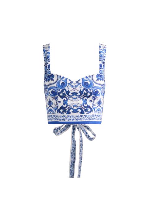 Alice + Olivia MIRIAM LINEN SWEETHEART TOP