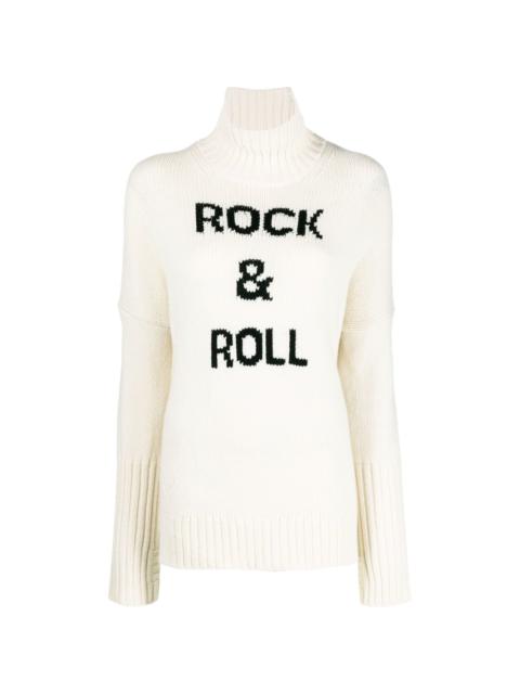 Rock & Roll intarsia-knit roll-neck jumper