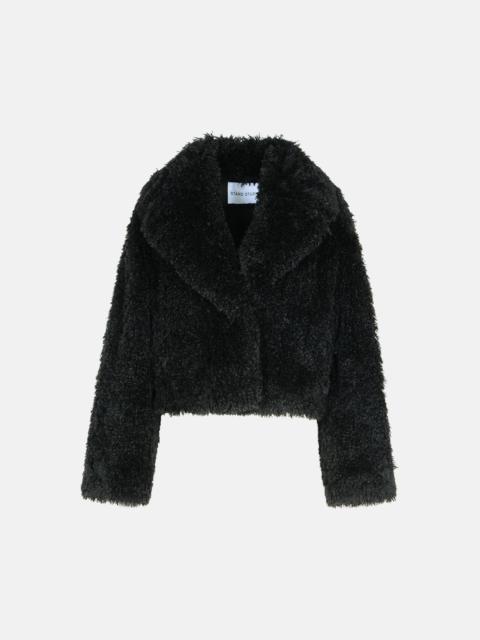 'SAMARA' BLACK POLYESTER FAUX FUR COAT