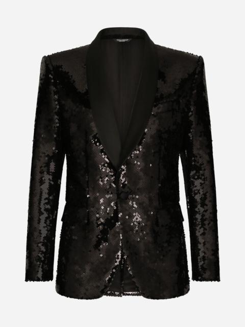 Sequined single-breasted Sicilia-fit tuxedo suit