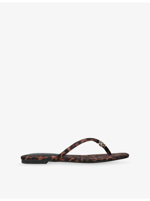 STEVE MADDEN Maliyah Leopard Flat Leather Sandals
