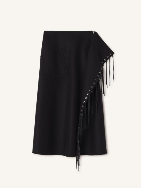 Lanvin FRINGED SKIRT IN DOUBLE-FACED CASHMERE WOOL
