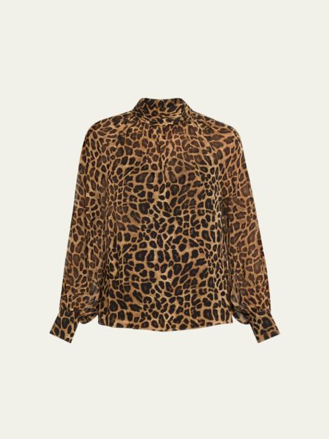 VERONICA BEARD Alyssa Leopard Silk Chiffon Blouse