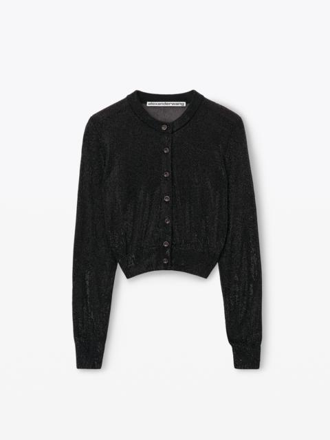 Alexander Wang BEADED HOTFIX CROPPED CREWNECK CARDIGAN