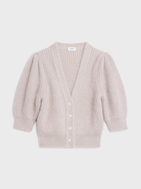 CELINE CROPPED RIBBED CARDIGAN IN SILK AND MOHAIR