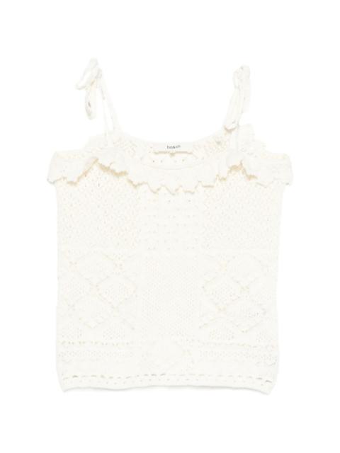 ba&sh pointelle-knit scalloped-trim top