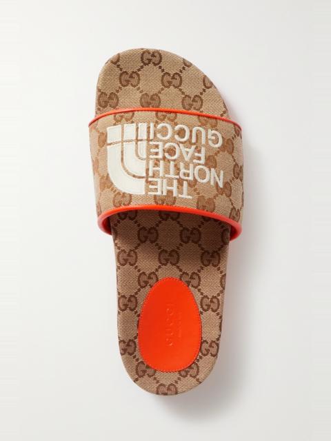 GUCCI + The North Face logo-embroidered canvas-jacquard slides