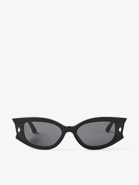 JIMMY CHOO Skylar
Black Oval Sunglasses with Studs