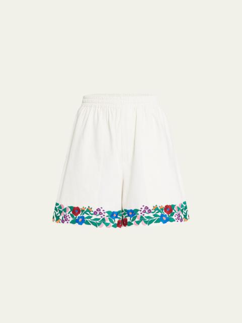 BODE Winter Garden Embroidered Rugby Shorts