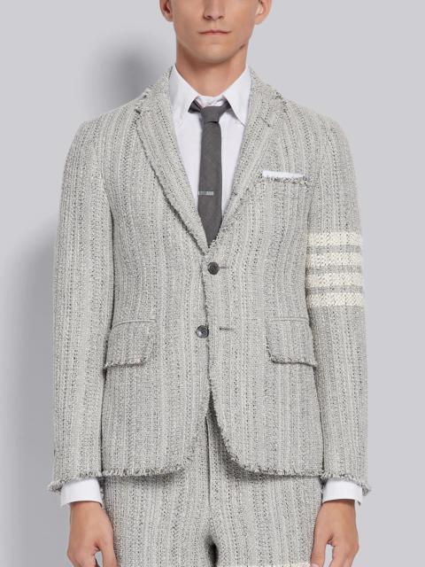 Light Grey Cotton Tweed Fray Edge 4-Bar Classic Unconstructed Jacket