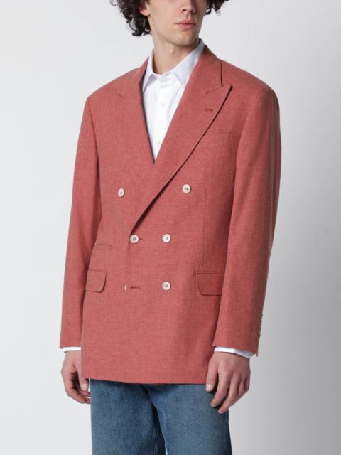 Brunello Cucinelli Peach double-breasted wool-blend jacket