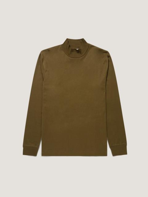 Sunspel Long Sleeve Brushed Cotton Mock Neck T‑shirt