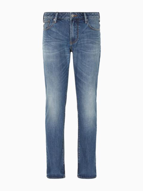 J06 slim-fit, bleached-effect comfort-denim jeans