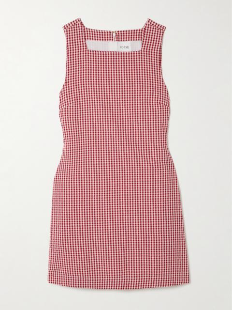 POSSE Emma Gingham Cotton-seersucker Mini Dress