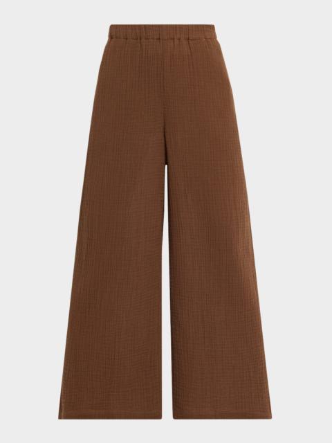 EILEEN FISHER Cropped Wide-Leg Gauzy Organic Cotton Pants