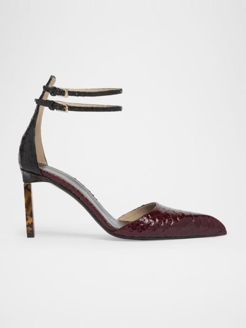 TOM FORD Python Stamped Leather Double Ankle Strap Pumps