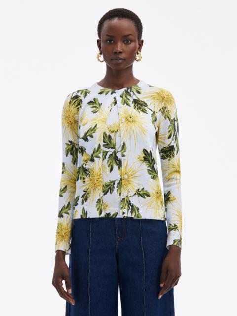 Oscar de la Renta CHRYSANTHEMUM PRINTED CARDIGAN