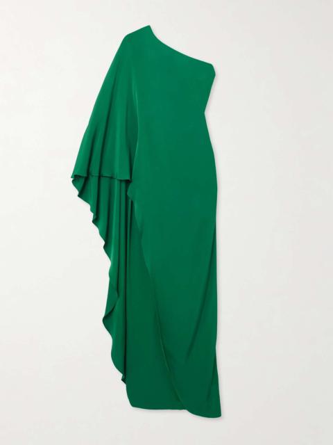 TOM FORD Asymmetric one-shoulder crepe dress Emerald