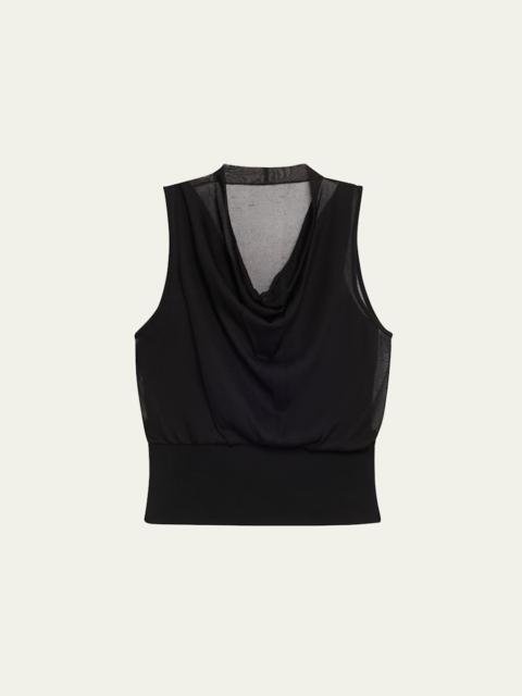 SIMKHAI Carmina Sheer Cowl-Neck Tank Top