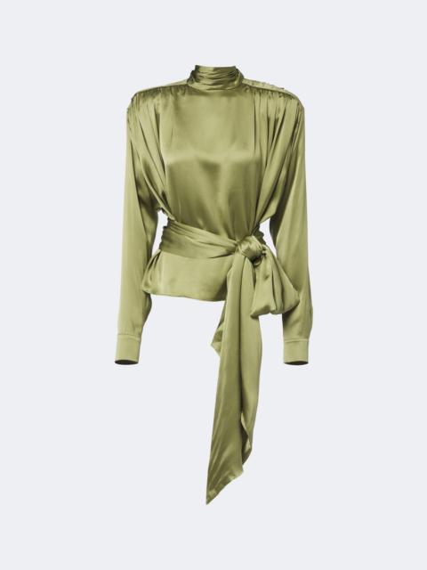 Balmain Belted silk satin top