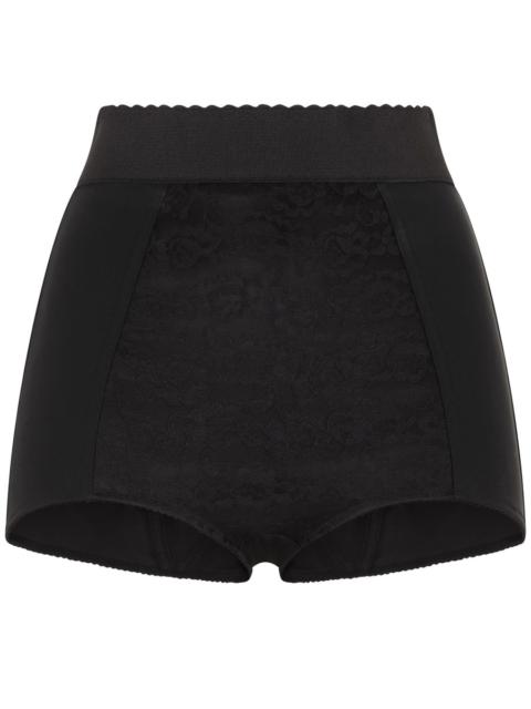 High-waisted shaper panties in jacquard and satin