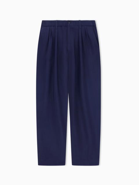 GIORGIO ARMANI FADED VISCOSE TWILL TROUSERS WITH PLEATS