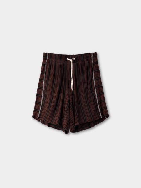 SUNNEI OVERLOCK ELASTIC SHORTS / black & brown stripes