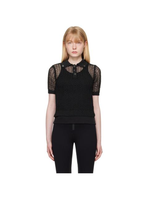 RECTO Black Net Crop Polo