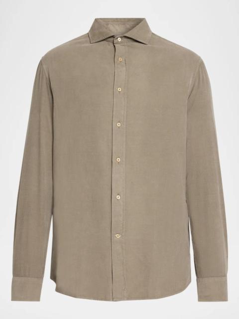 Brunello Cucinelli Men's Corduroy Button-Front Shirt