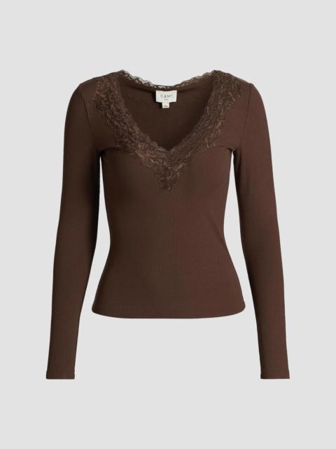 CAMI NYC Women's Rooney Ribbed Lace-Trim Top - Malt