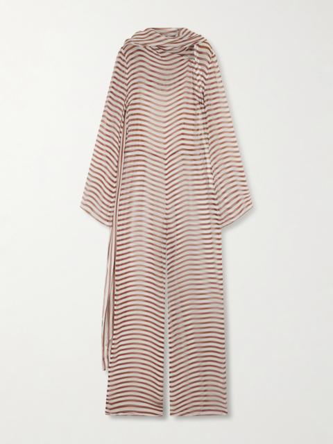 Cult Gaia Lakelyn Striped Silk-chiffon Coverup