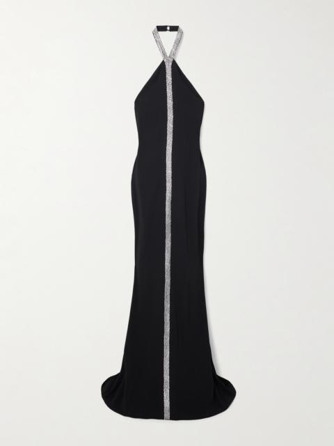 Taller Marmo Acropoli Swarovski Crystal-embellished Crepe Halterneck Gown