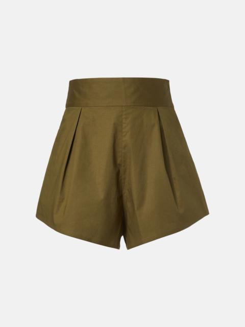 ADRIANA DEGREAS Pleated cotton-blend shorts