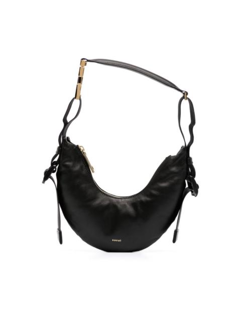 sacai curved leather shoulder bag