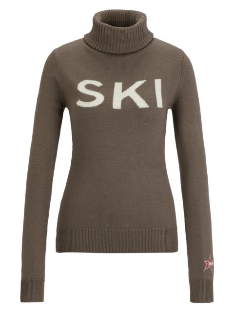 BOSS BOSS X PERFECT MOMENT SLOGAN SWEATER IN VIRGIN WOOL
